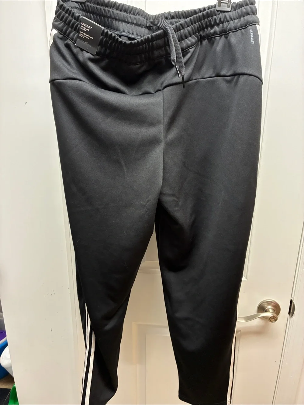 adidas Black Joggers with White Side Stripes